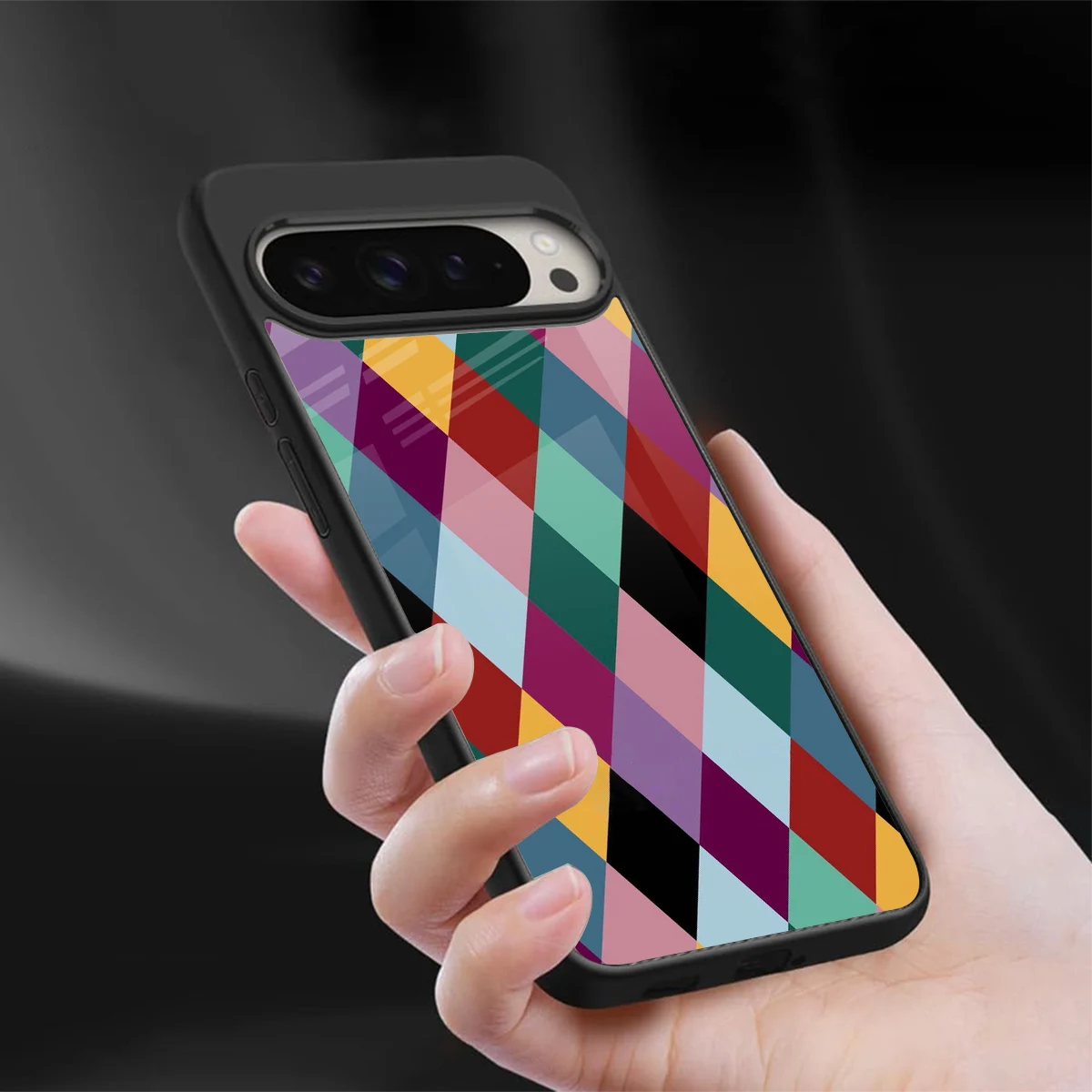 Diamond Palette sleek google pixel 9 pro xl cover with tempered glass back and TPU edges