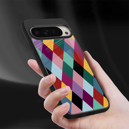 Diamond Palette sleek google pixel 9 pro xl cover with tempered glass back and TPU edges