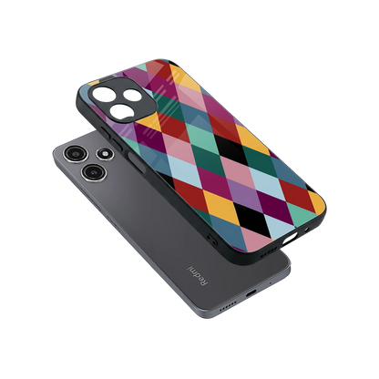Diamond Palette sleek redmi 12 5g cover with tempered glass back and TPU edges