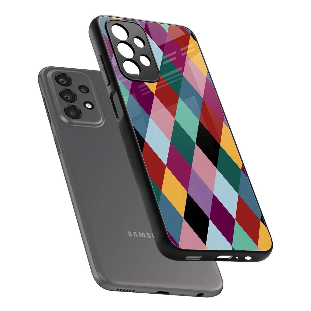 Diamond Palette sleek samsung galaxy a23 cover with tempered glass back and TPU edges