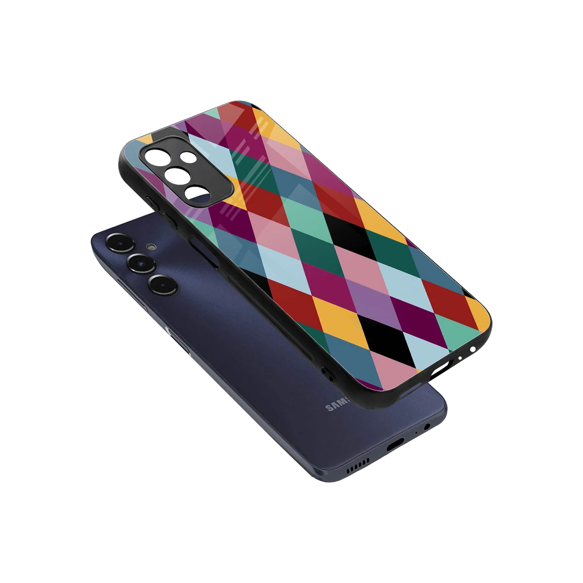 Diamond Palette sleek samsung galaxy m14 5g cover with tempered glass back and TPU edges