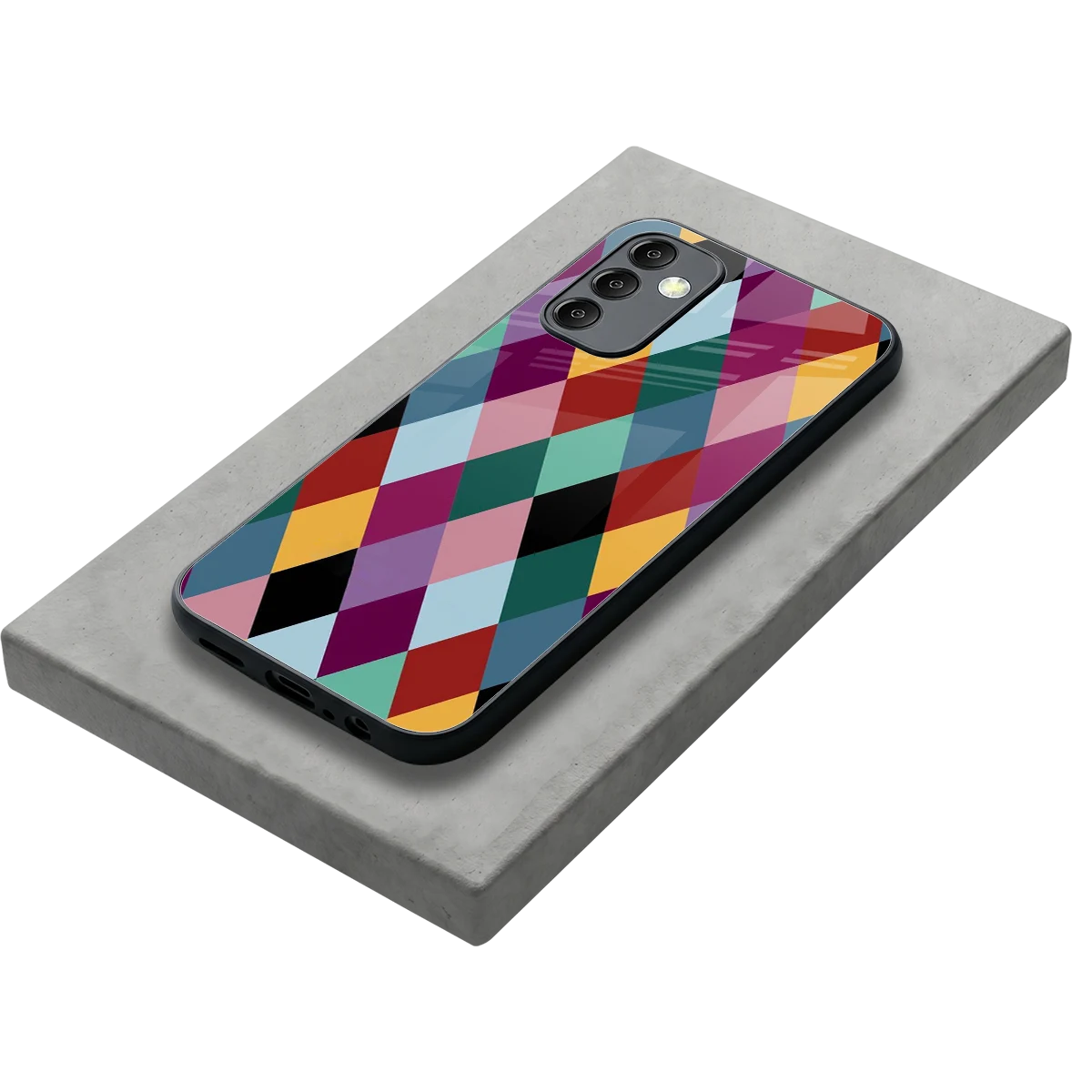 Diamond Palette stylish phone case for samsung galaxy m14 5g | glossy glass and slim fit