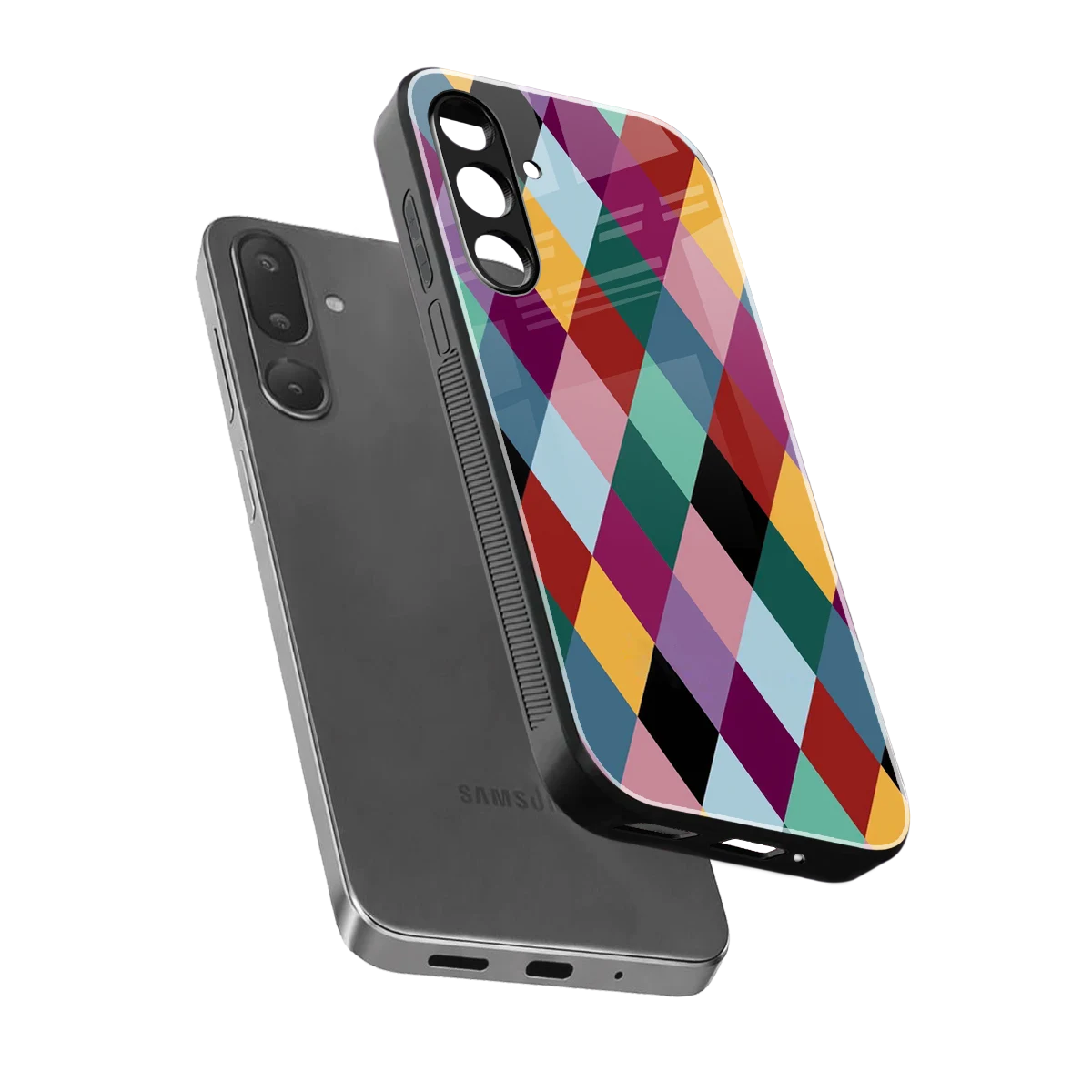 Diamond Palette sleek samsung galaxy m36 5g cover with tempered glass back and TPU edges