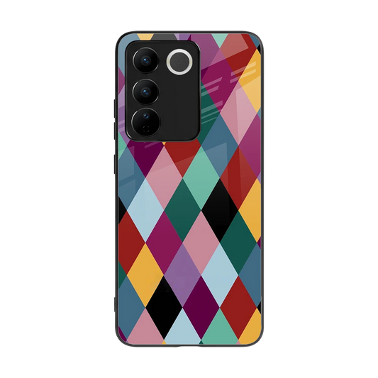 Diamond Palette back phone cover | glass case for vivo v27 5g
