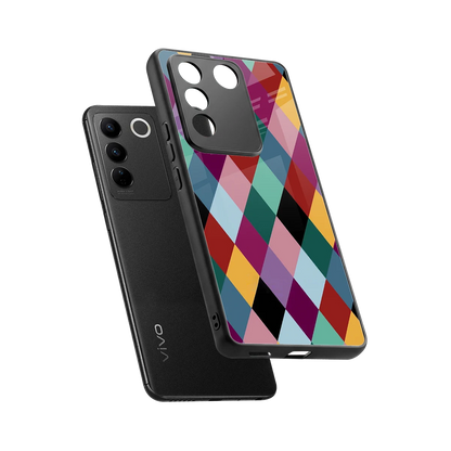 Diamond Palette sleek vivo v27 5g cover with tempered glass back and TPU edges