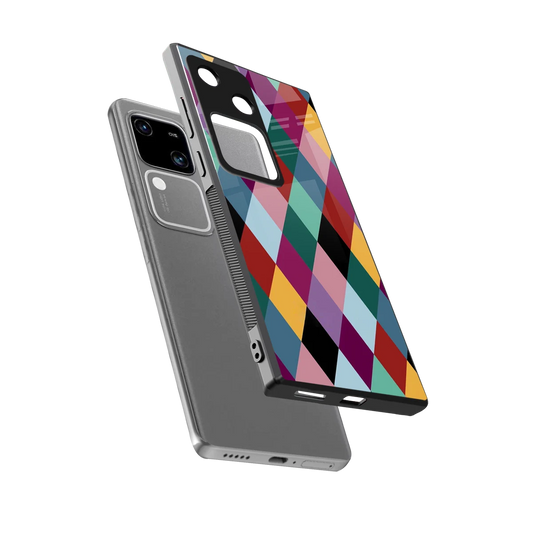 Diamond Palette sleek vivo v30 cover with tempered glass back and TPU edges