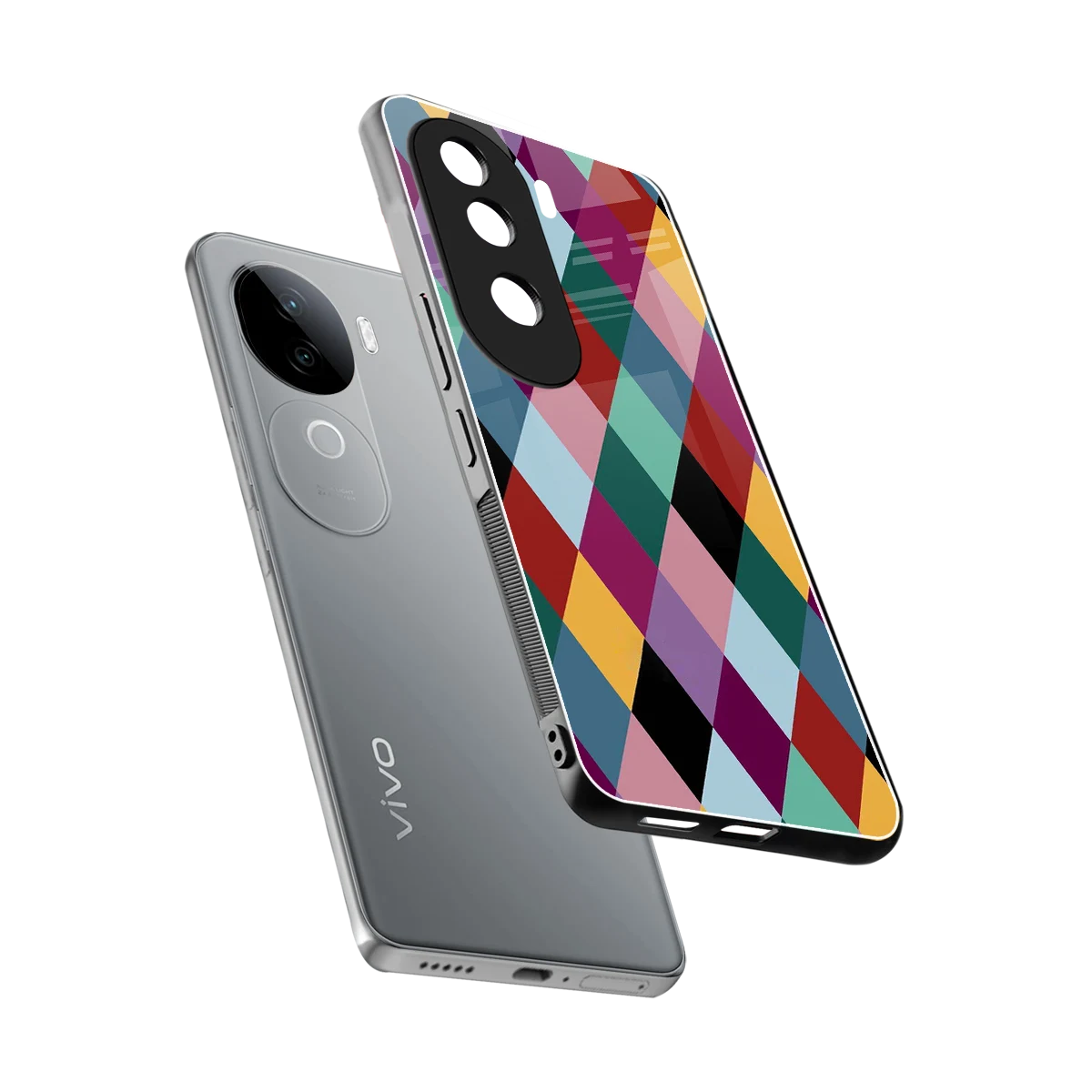 Diamond Palette sleek vivo v40e cover with tempered glass back and TPU edges