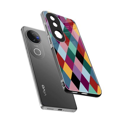Diamond Palette sleek vivo v50 cover with tempered glass back and TPU edges