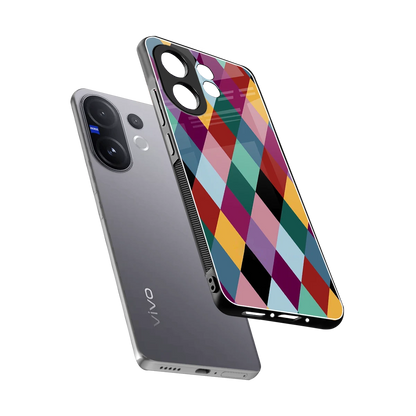 Diamond Palette sleek vivo v60 cover with tempered glass back and TPU edges