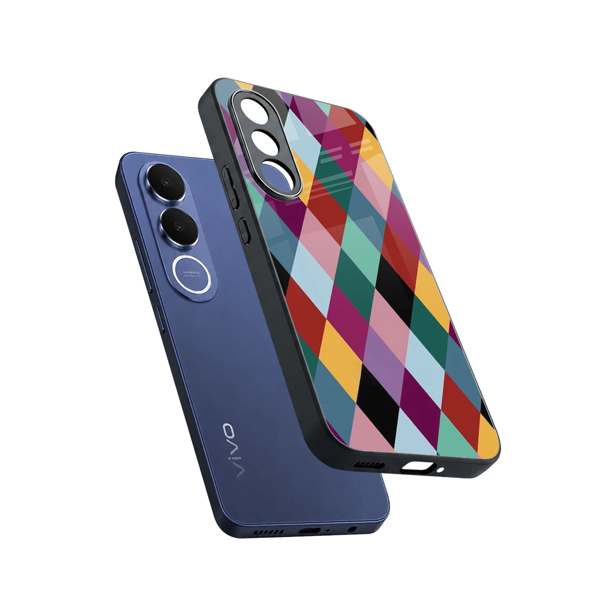 Diamond Palette sleek vivo v70 fe cover with tempered glass back and TPU edges