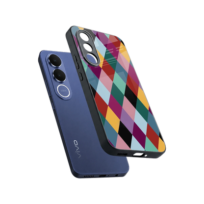Diamond Palette sleek vivo v70 fe cover with tempered glass back and TPU edges