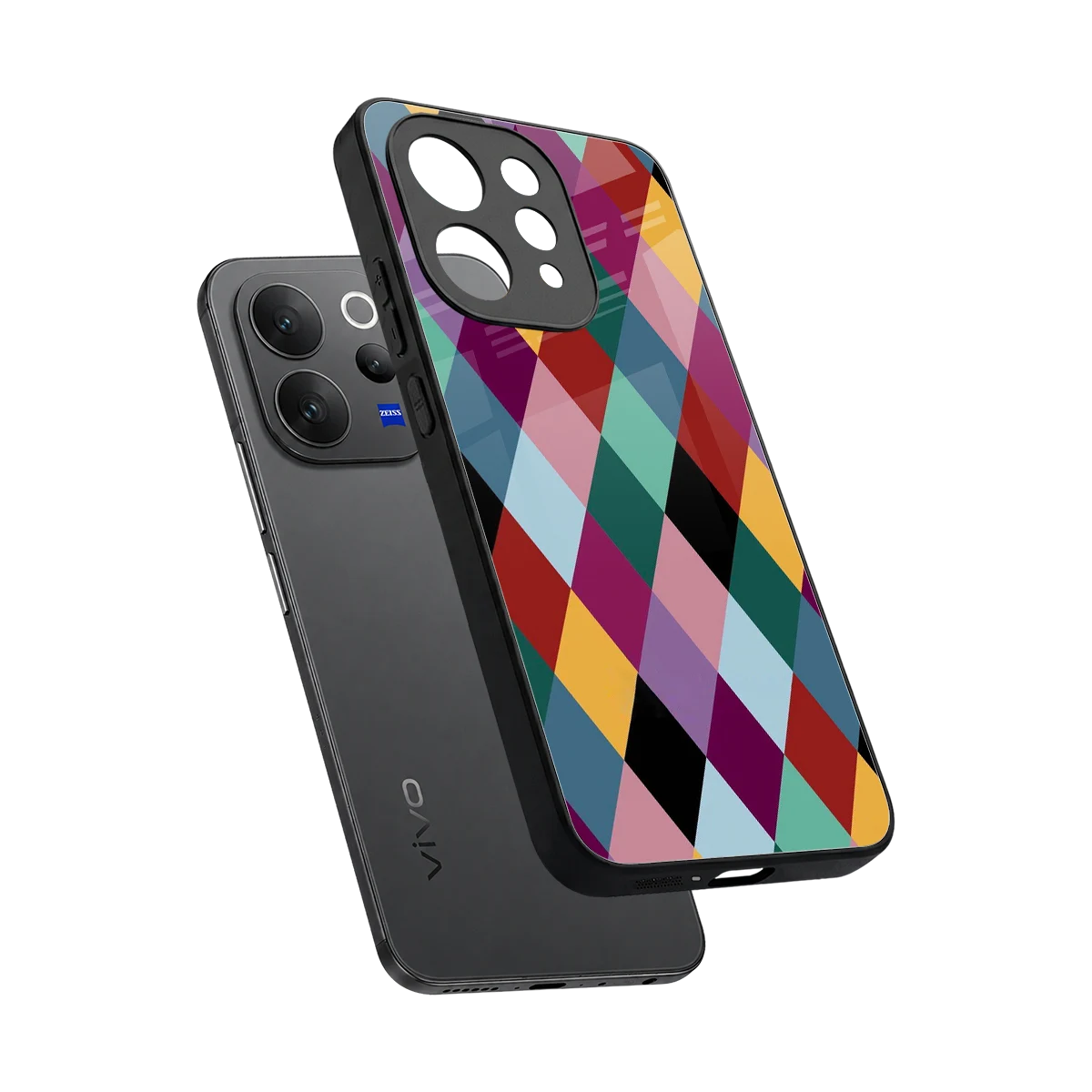 Diamond Palette sleek vivo v70 elite cover with tempered glass back and TPU edges