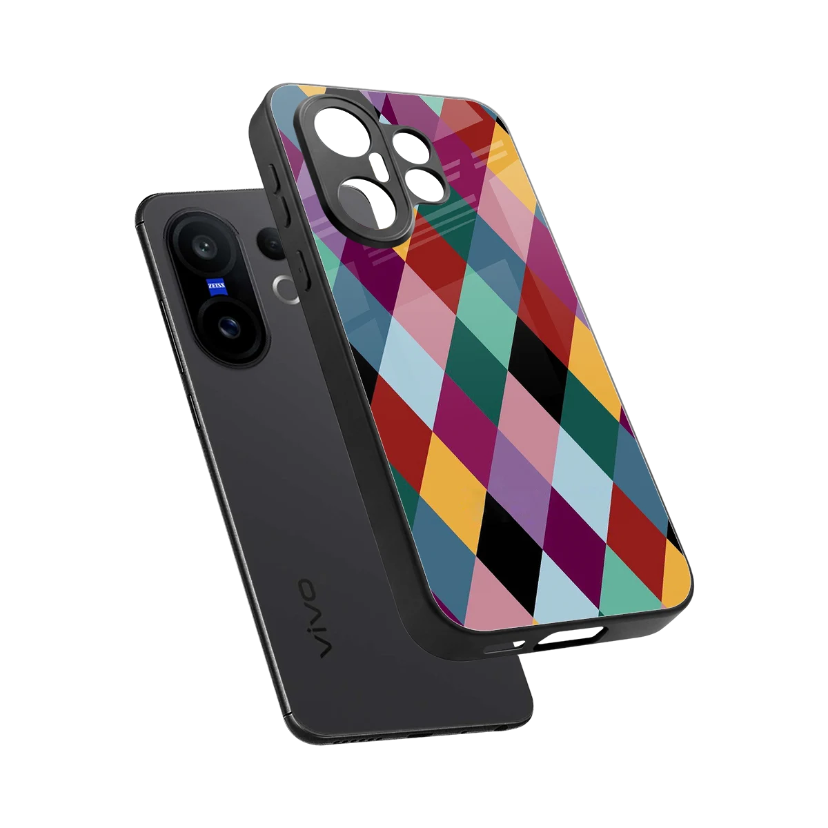 Diamond Palette sleek vivo x200 fe cover with tempered glass back and TPU edges