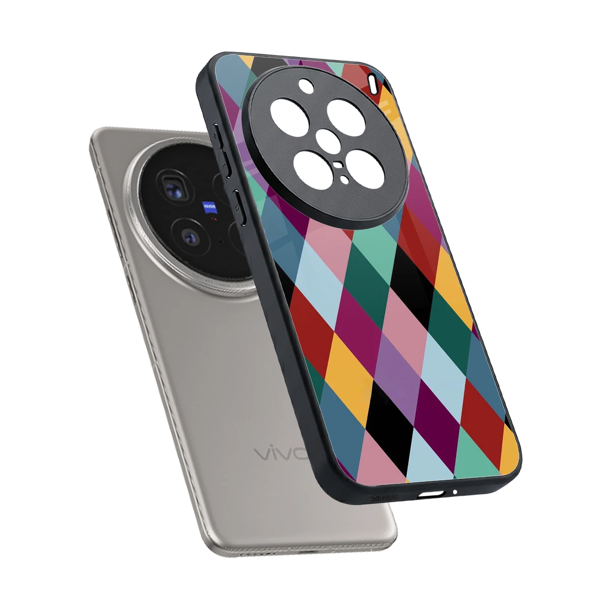 Diamond Palette sleek vivo x200 pro cover with tempered glass back and TPU edges