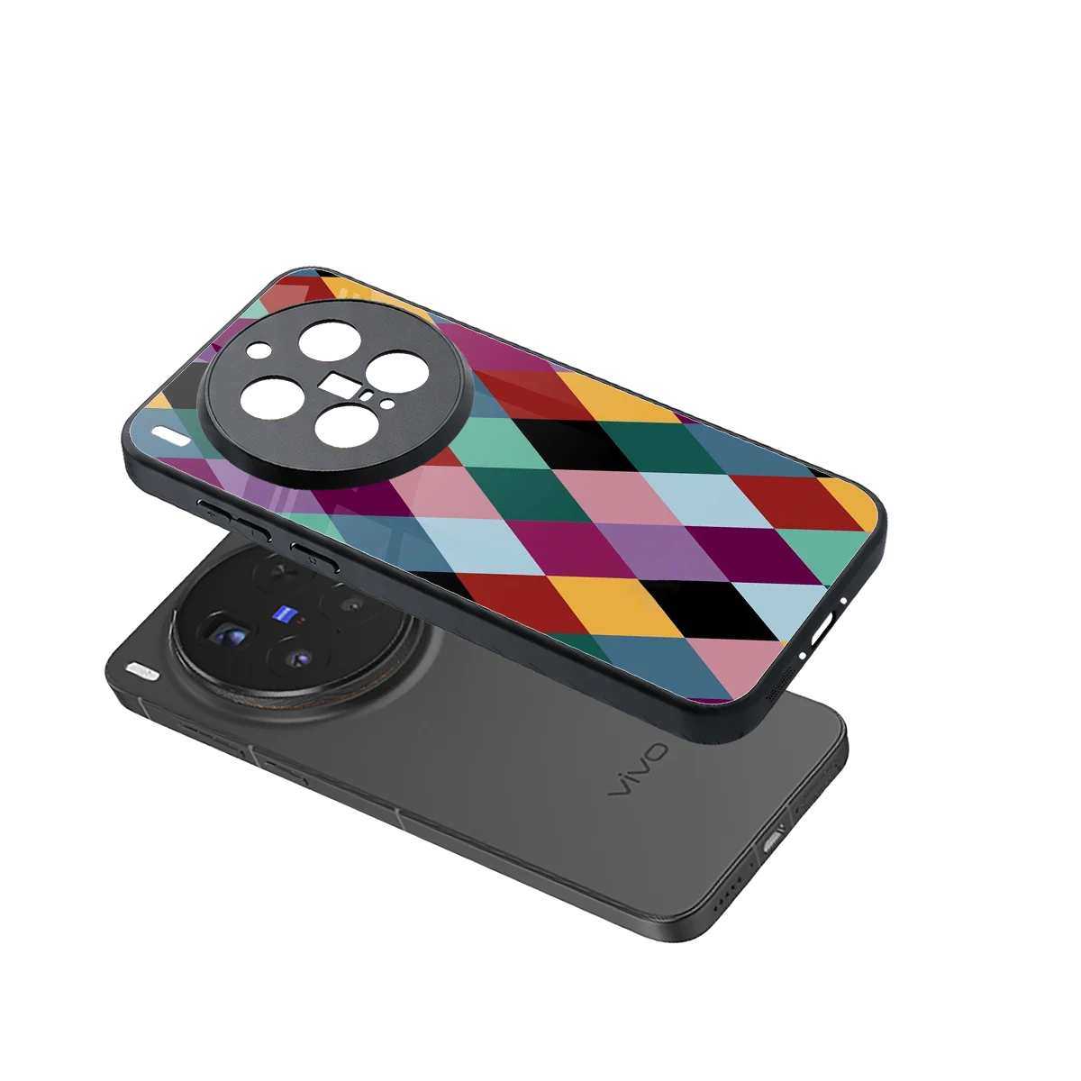 Diamond Palette sleek vivo x300 pro cover with tempered glass back and TPU edges