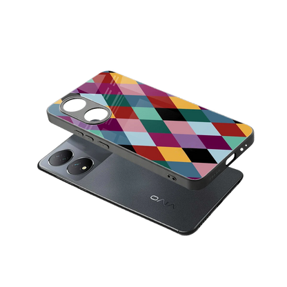 Diamond Palette sleek Vivo-y100 cover with tempered glass back and TPU edges