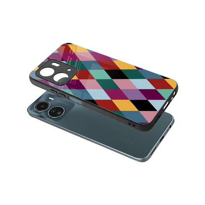 Diamond Palette sleek vivo y16 cover with tempered glass back and TPU edges