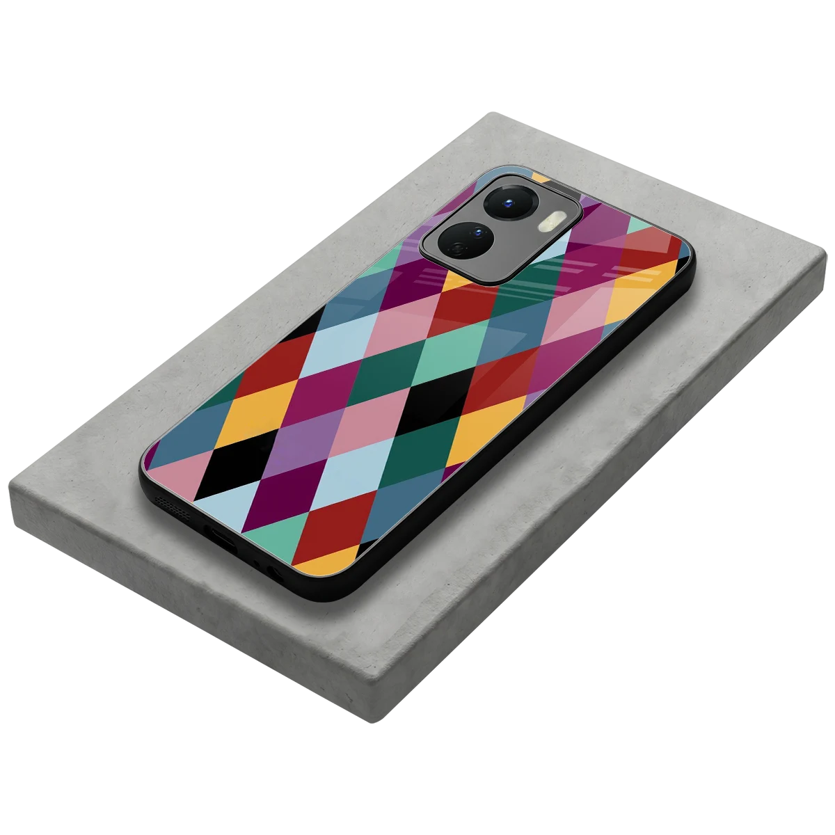 Diamond Palette stylish phone case for vivo y16 | glossy glass and slim fit