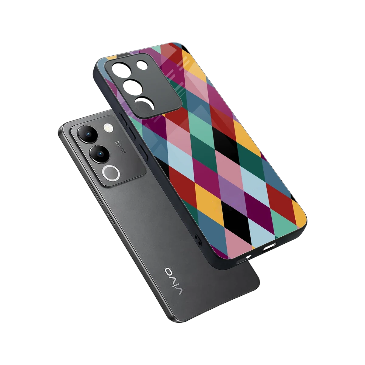 Diamond Palette sleek vivo y200 5g cover with tempered glass back and TPU edges