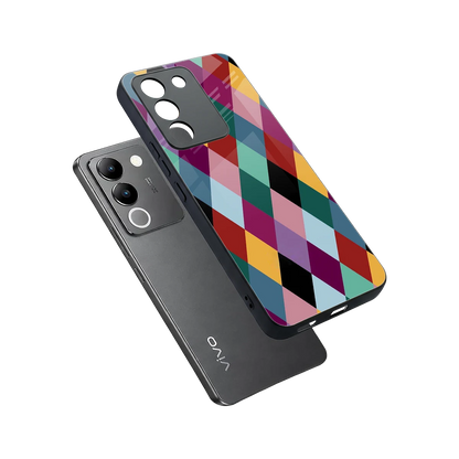 Diamond Palette sleek vivo y200 5g cover with tempered glass back and TPU edges