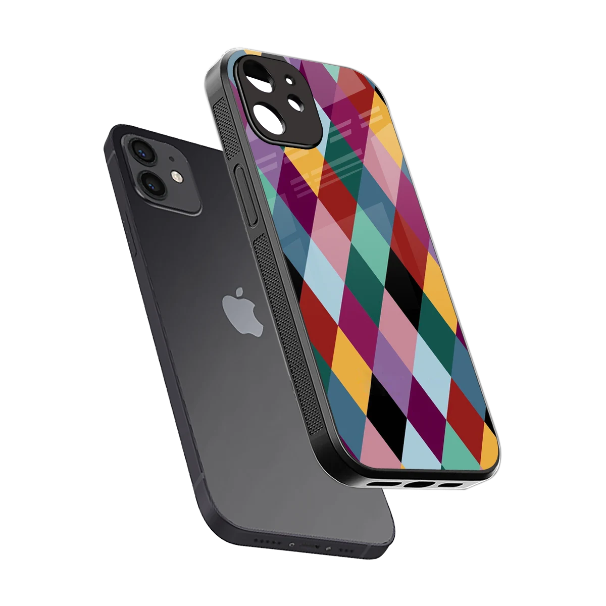Diamond Palette sleek iphone 12 cover with tempered glass back and TPU edges