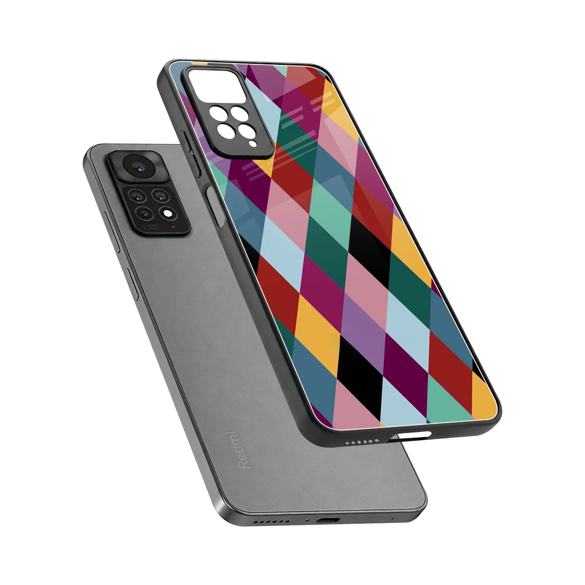 Diamond Palette sleek redmi note 11 pro cover with tempered glass back and TPU edges