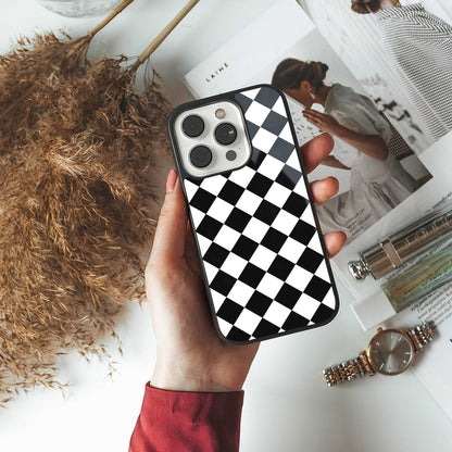 Diamond Check Phone Case for Samsung Galaxy S24 Ultra | Glass Case