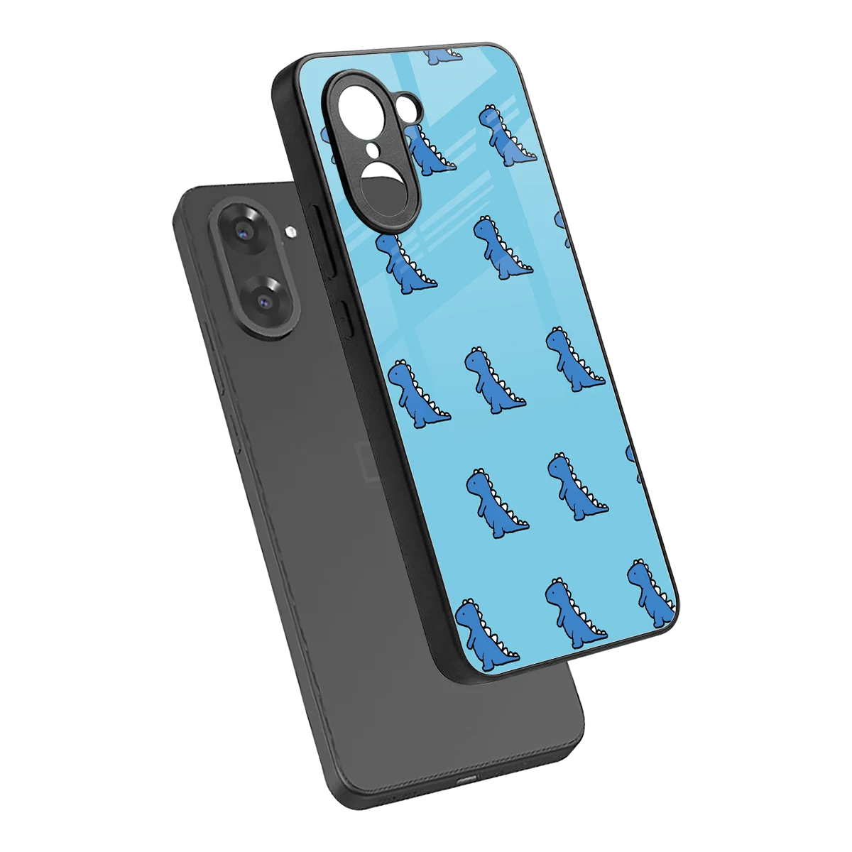 Dino Blue sleek oneplus nord ce5 5g cover with tempered glass back and TPU edges