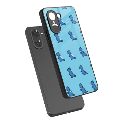 Dino Blue sleek oneplus nord ce5 5g cover with tempered glass back and TPU edges