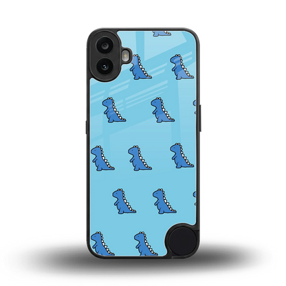 Dino Blue back phone cover | glass case for cmf nothing phone 1