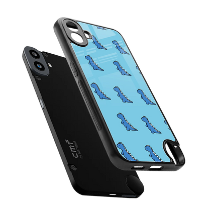 Dino Blue sleek cmf nothing phone 1 cover with tempered glass back and TPU edges
