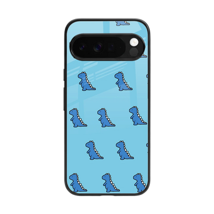 Dino Blue back phone cover | glass case for google pixel 10 pro xl
