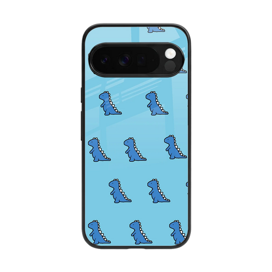 Dino Blue back phone cover | glass case for google pixel 10 pro xl