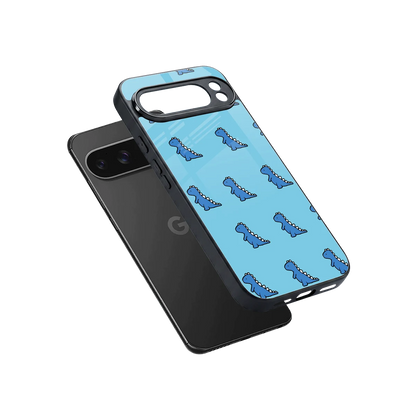 Dino Blue sleek google pixel 10 pro xl cover with tempered glass back and TPU edges