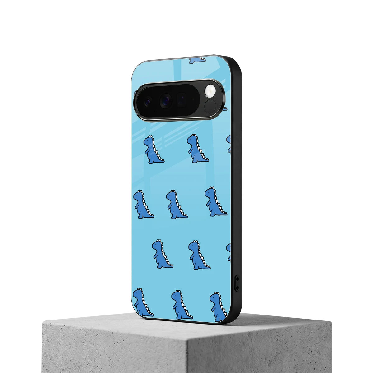 Dino Blue google pixel 10 pro xl mobile cover | shockproof glass phone case
