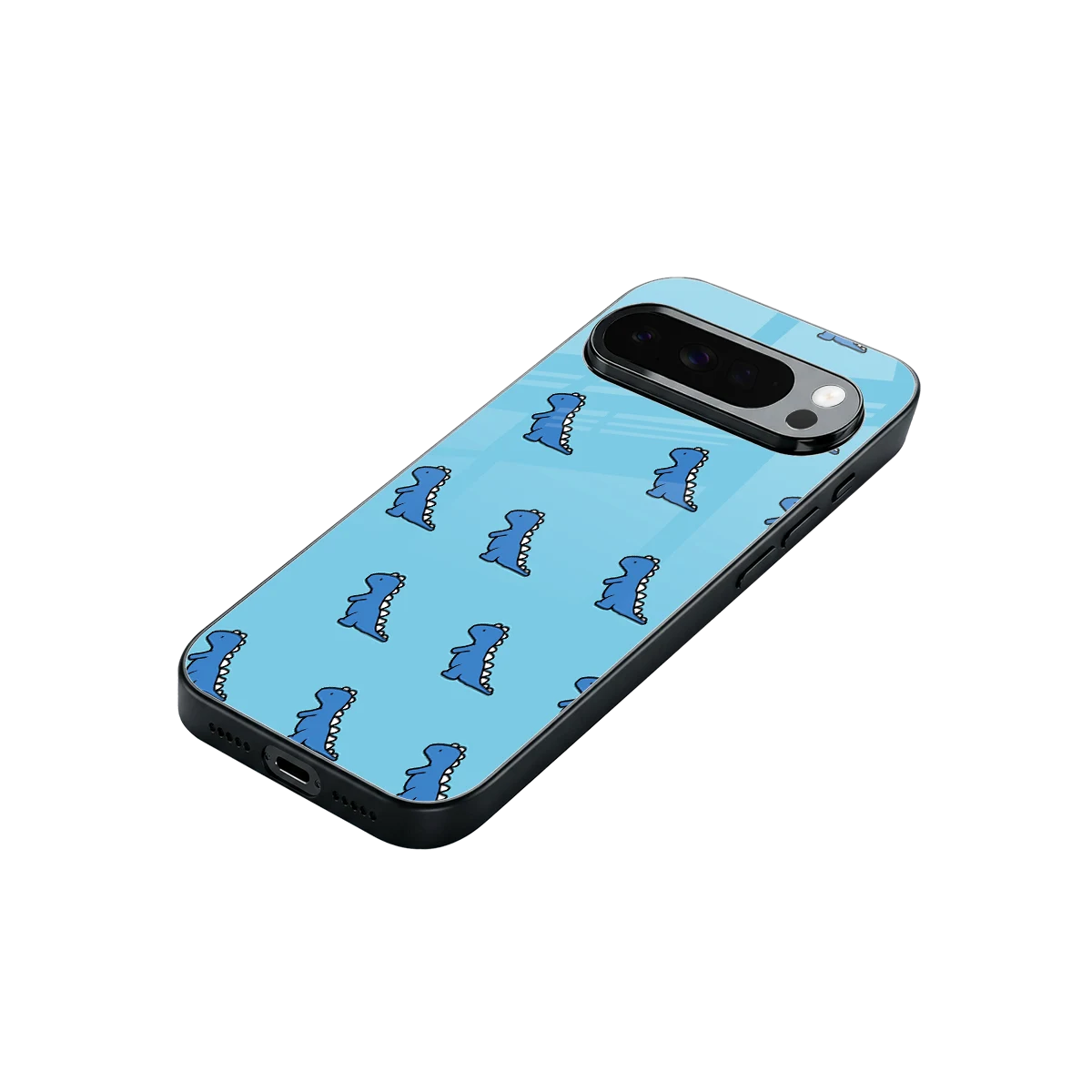 Dino Blue stylish phone case for google pixel 10 pro xl | glossy glass and slim fit