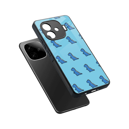 Dino Blue sleek iqoo neo 10r 5g cover with tempered glass back and TPU edges