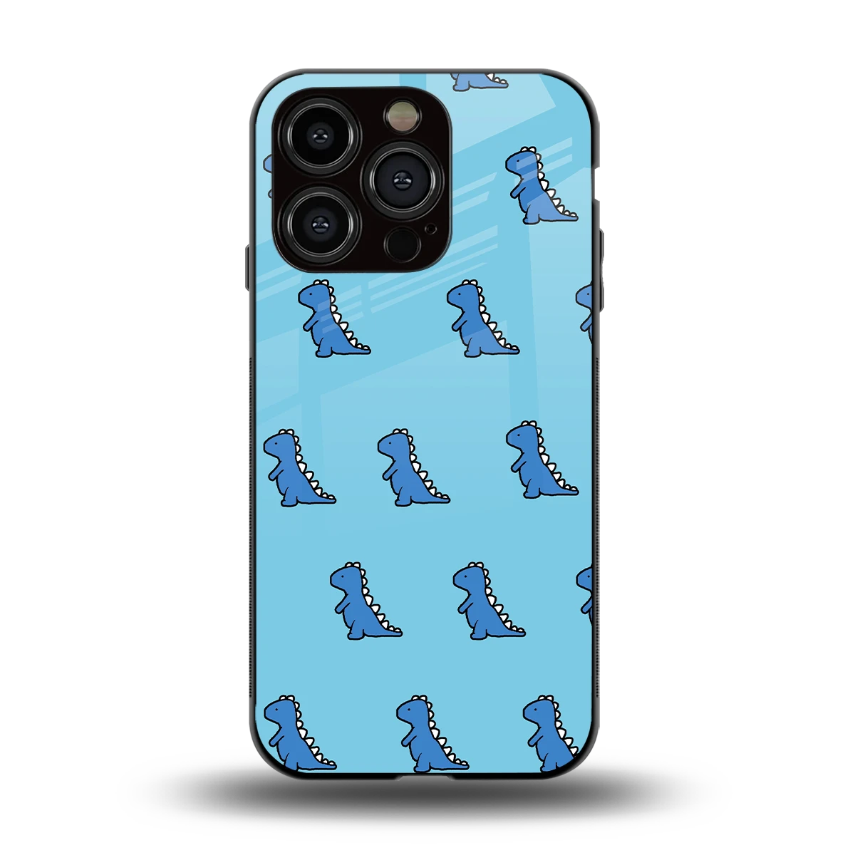 Dino Blue back phone cover | glass case for iphone 13 pro