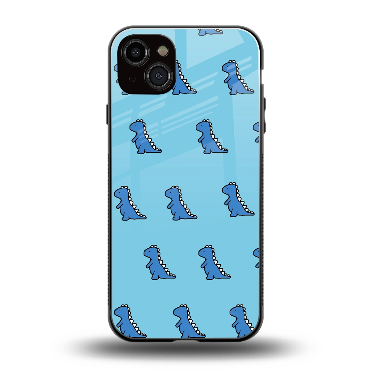 Dino Blue back phone cover | glass case for iphone 14 plus