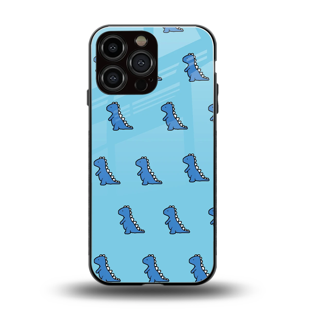 Dino Blue back phone cover | glass case for iphone 15 pro max
