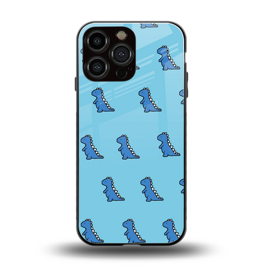 Dino Blue back phone cover | glass case for iphone 15 pro max