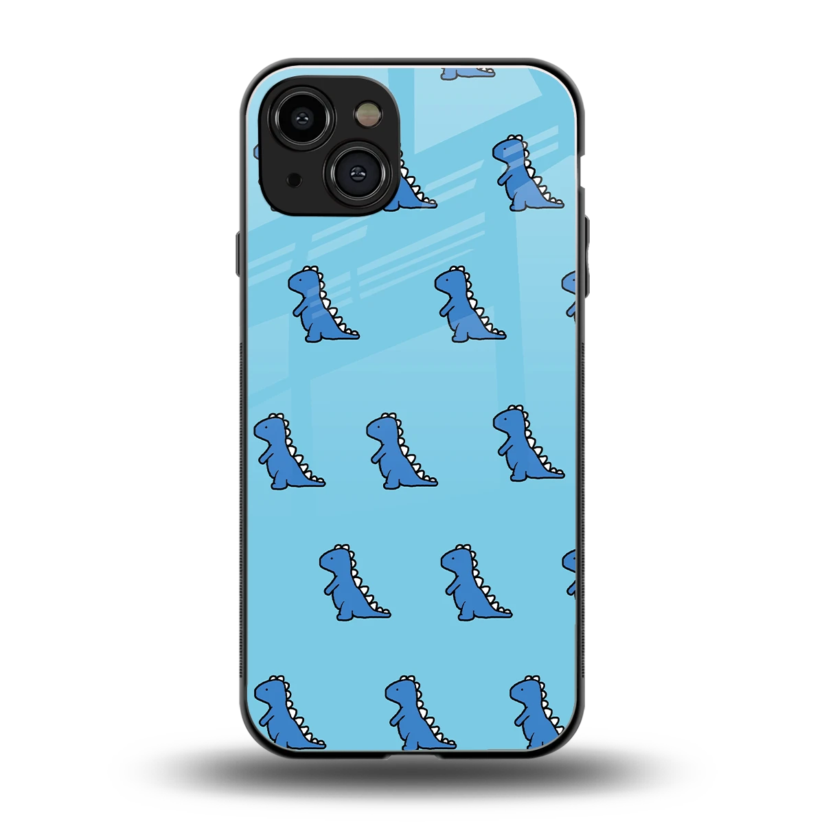 Dino Blue back phone cover | glass case for iphone 15