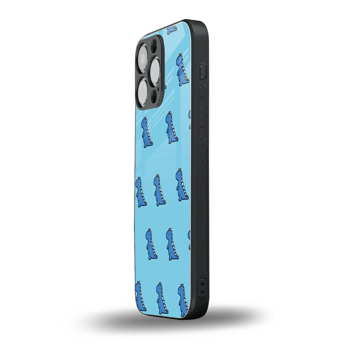 Dino Blue iphone 16 pro max mobile cover | shockproof glass phone case
