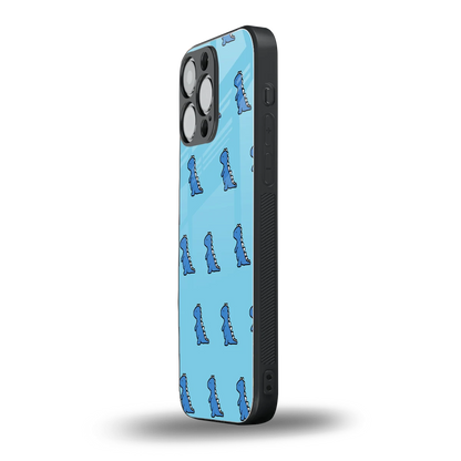 Dino Blue iphone 16 pro max mobile cover | shockproof glass phone case