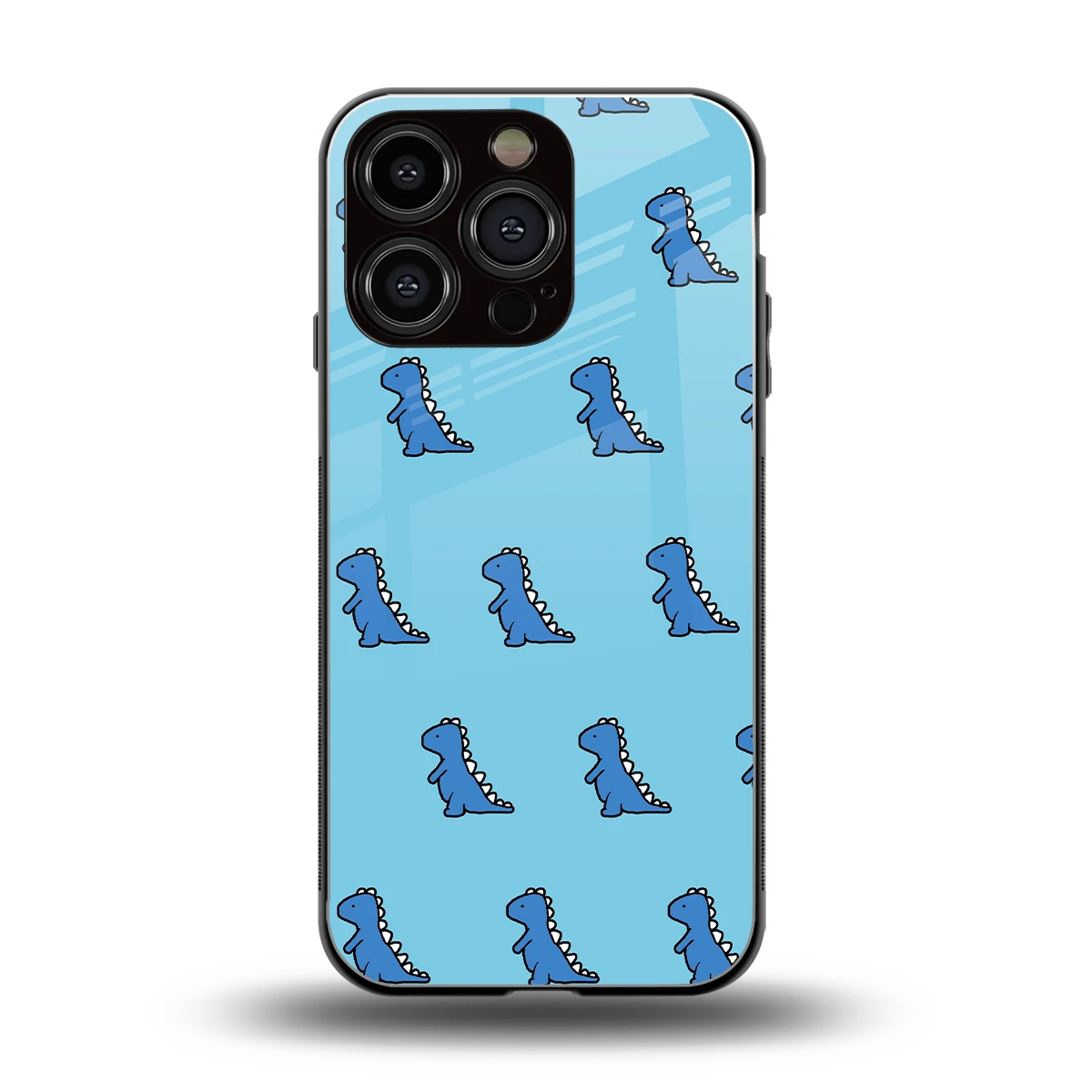 Dino Blue back phone cover | glass case for iphone 16 pro