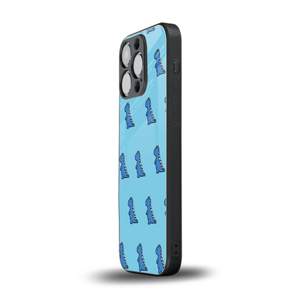 Dino Blue iphone 16 pro mobile cover | shockproof glass phone case