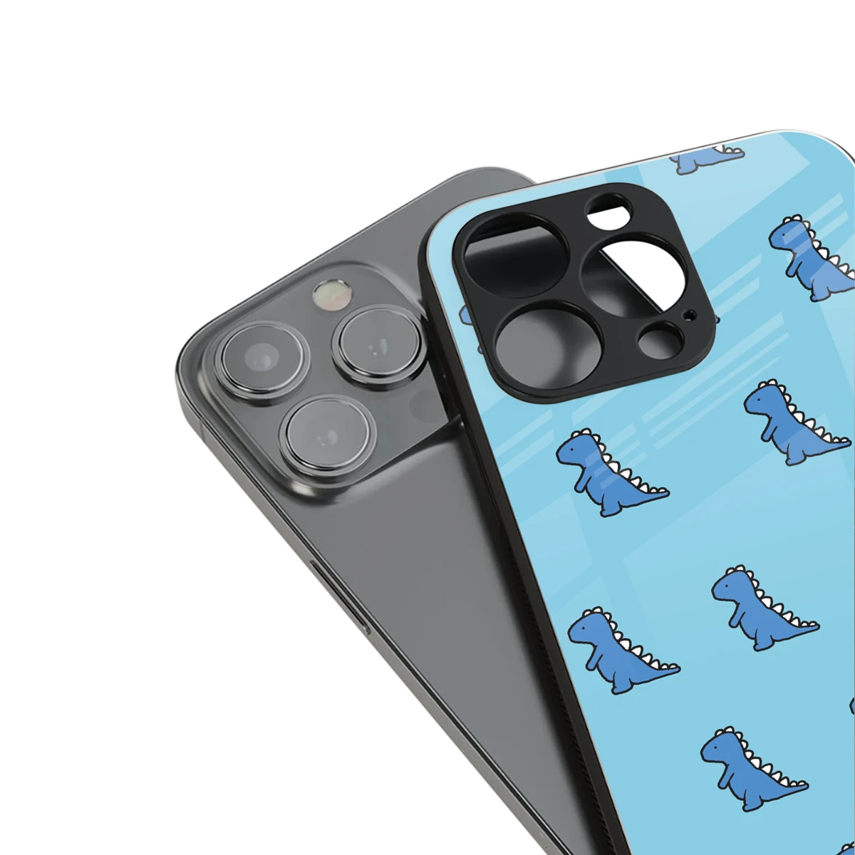 Dino Blue stylish phone case for iPhone 16 | glossy glass and slim fit