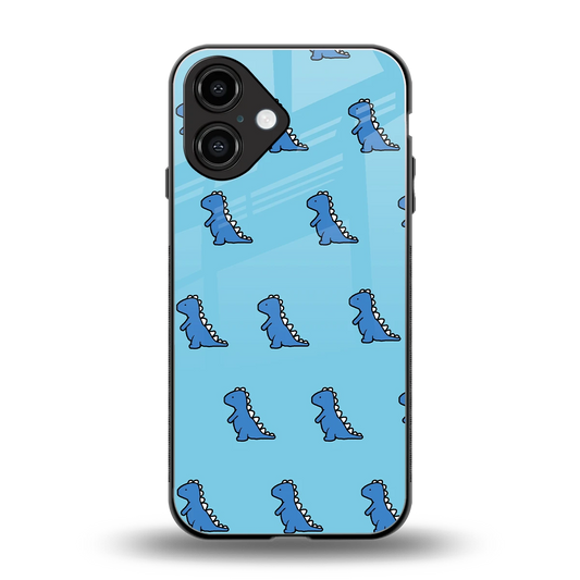 Dino Blue back phone cover | glass case for iphone 16