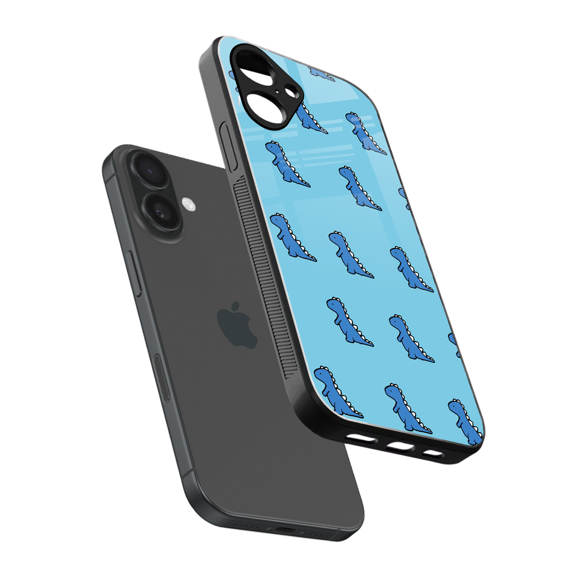Dino Blue Phone Case for Iphone 16 | Glass Case