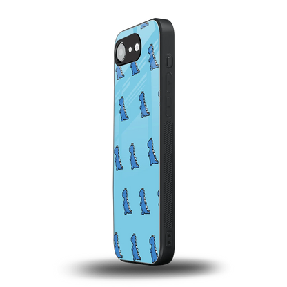 Dino Blue iphone 16e mobile cover | shockproof glass phone case